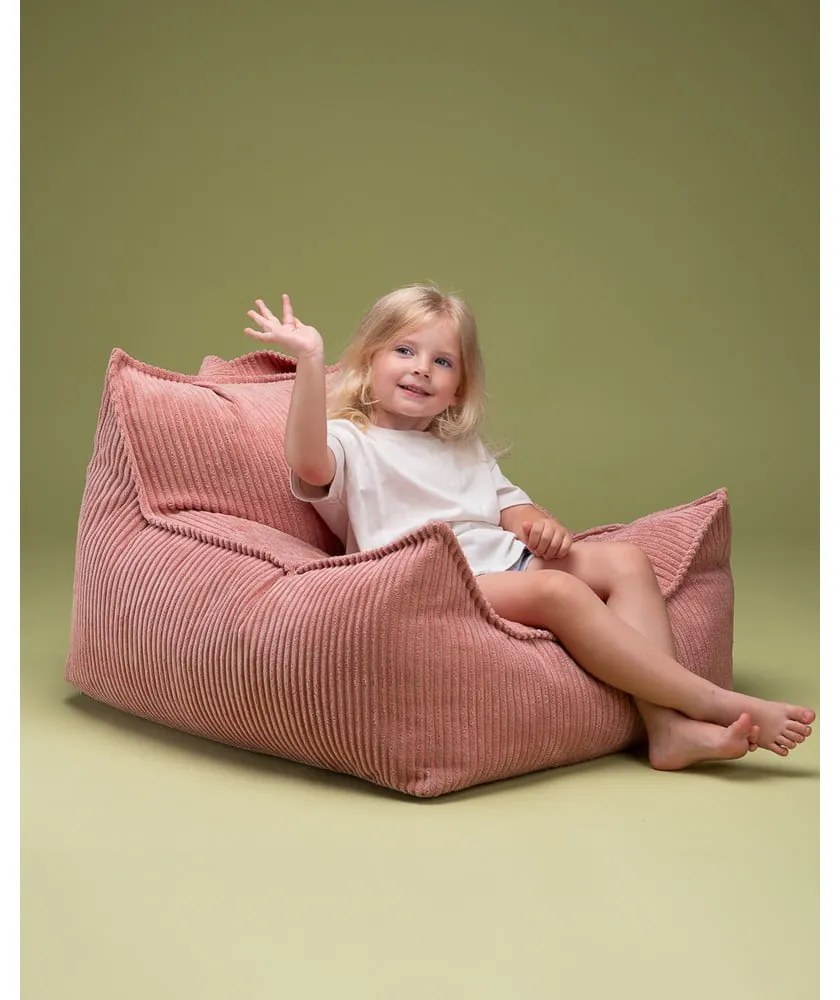 Pouf a sacco per bambini rosa con rivestimento in velluto a coste Chair – Wigiwama