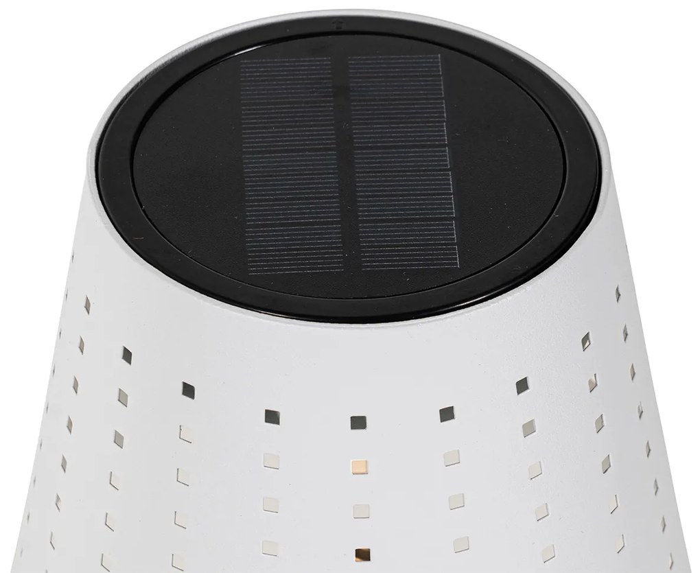 Lampada da terra per esterni bianca con LED a 3 livelli di dimmerazione a energia solare - Ferre