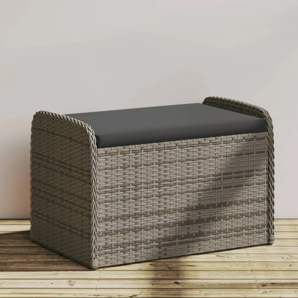 Cassapanca Con Cuscino Grigia 80x51x52 Cm İn Polyrattan /