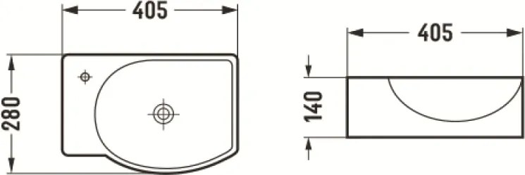 Mexen Mista lavabo da appoggio destro 40 x 28 cm, bianco - 22174000R