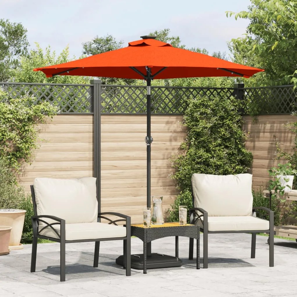 Ombrellone Giardino Led Palo Acciaio Terracotta 225x225x212 Cm /