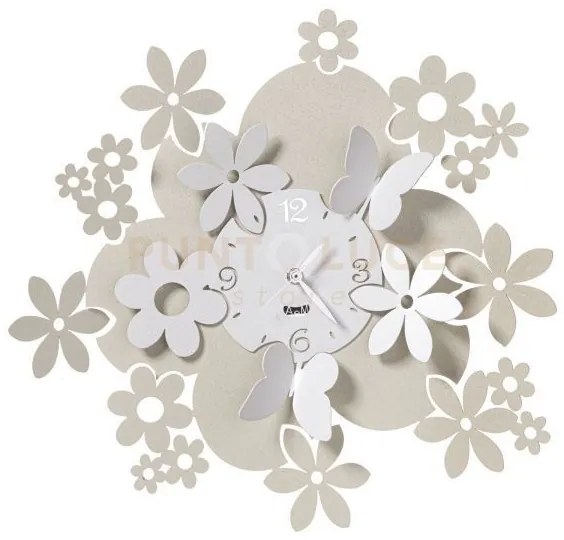 Orologio da parete con fiori daisy avorio e bianco marmo in ferro 4...