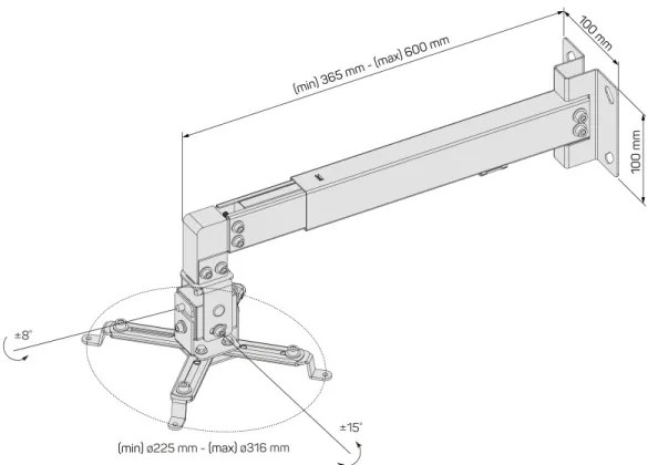 CONNECT IT CMF-7020-SL - Supporto da parete per proiettore argento
