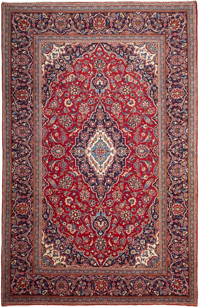 Kashan Tappeto 310x200 Rosso (Iran) Annodato A Mano