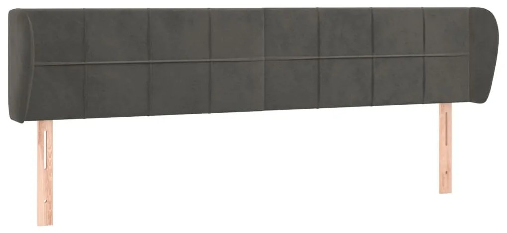 Testiera ad orecchio grigio scuro 183x23x78/88 cm in velluto