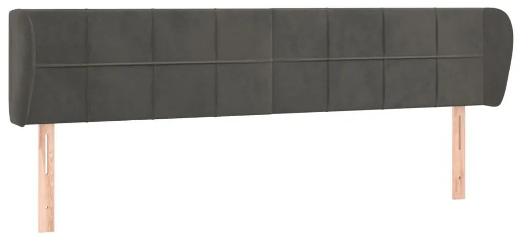 Testiera ad orecchio grigio scuro 183x23x78/88 cm in velluto
