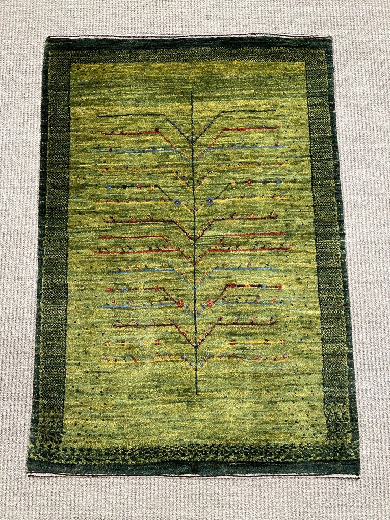 Loribaft Tappeto persiano 90 x 60 Verde (Iran) Annodato A Mano