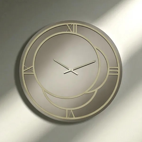 Orologio rotondo D80 cm in cristallo Bronzo e dettagli Oro CAIUS