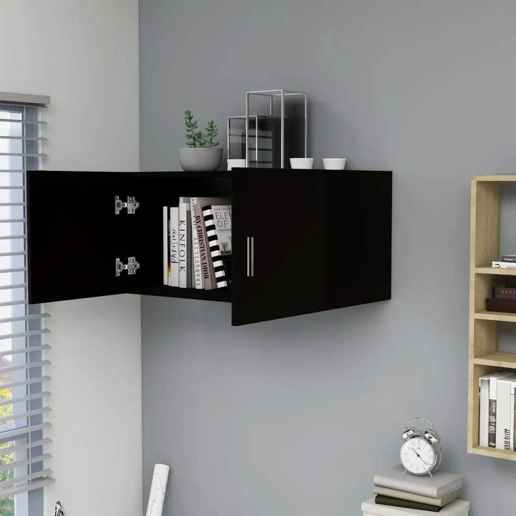 Armadietto da parete nero 80x39x40 cm in truciolato