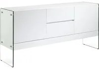 Credenza 180x45x85 cm in legno bianco e vetro temperato