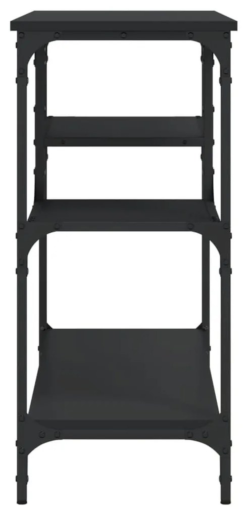 Tavolino Consolle con Ripiani Nero 100x35x75 cm