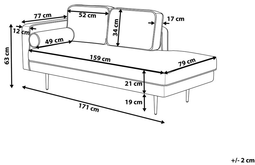 Chaise longue velluto nero sinistra MIRAMAS Beliani