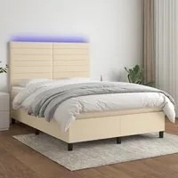 Letto a Molle con Materasso e LED Crema 140x190 cm in Tessuto 3134954