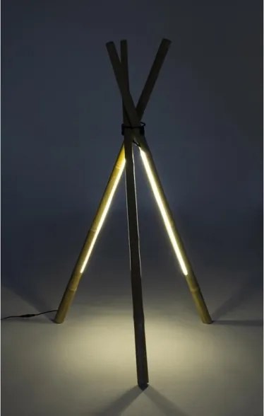 Piantana led treppiede altezza 109 cm in legno di bamboo Bizzotto