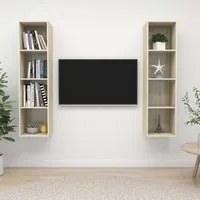 Mobile TV a Parete 2 pz Rovere Sonoma in Truciolato 3079865