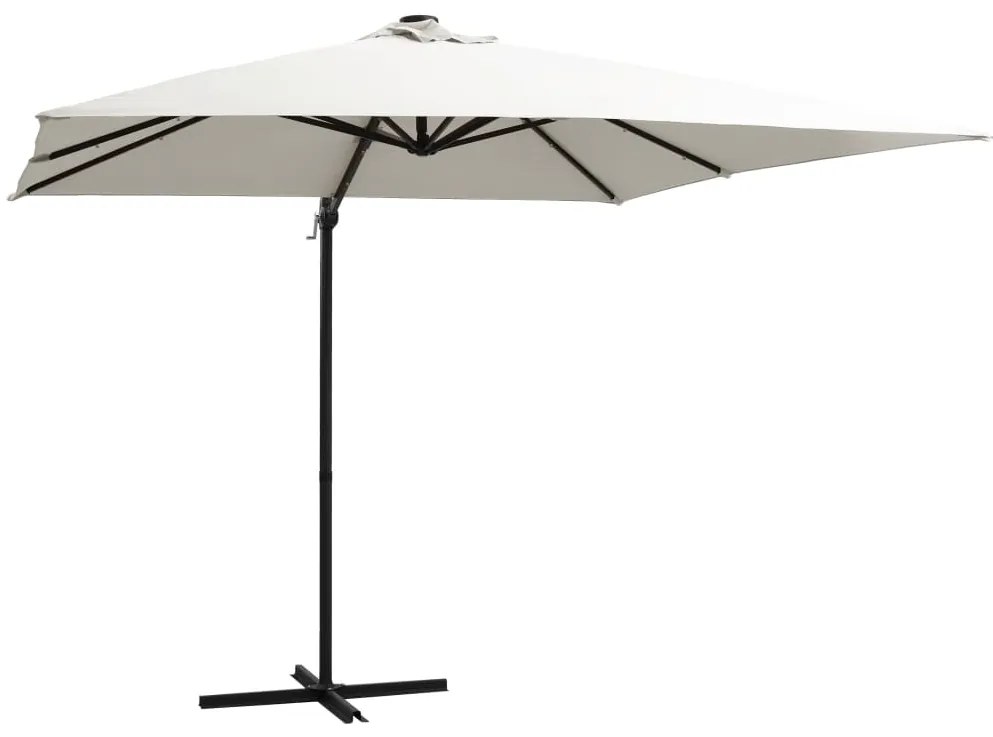 Ombrellone A Sbalzo Con Led E Palo İn Acciaio 250x250 Cm Sabbia /