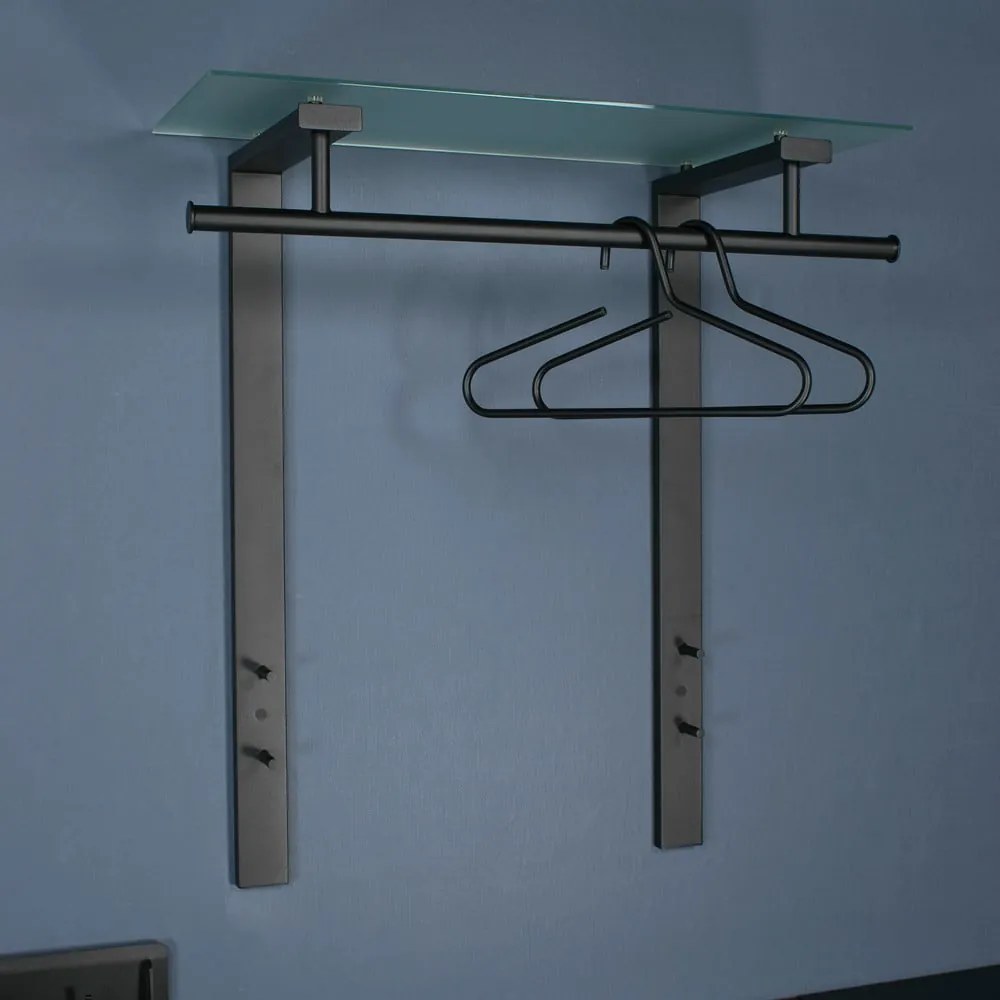 Attaccapanni da parete nero in metallo con scaffale 80 cm Dutch – Spinder Design