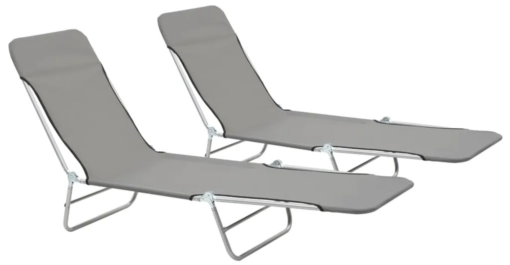 Lettini Prendisole Pieghevoli 2 Pz İn Acciaio E Tessuto Grigio /