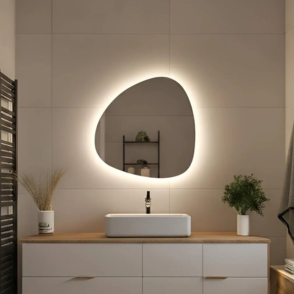 Specchio decorativo LED di forma irregolare 54x54 cm con luce neutra 4500K
