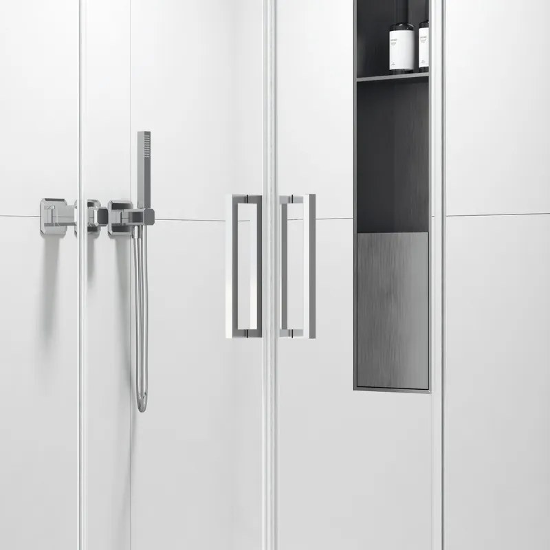 Kamalu - Box doccia 100x100 finitura cromo apertura doppio scorrevole| KZ-1000
