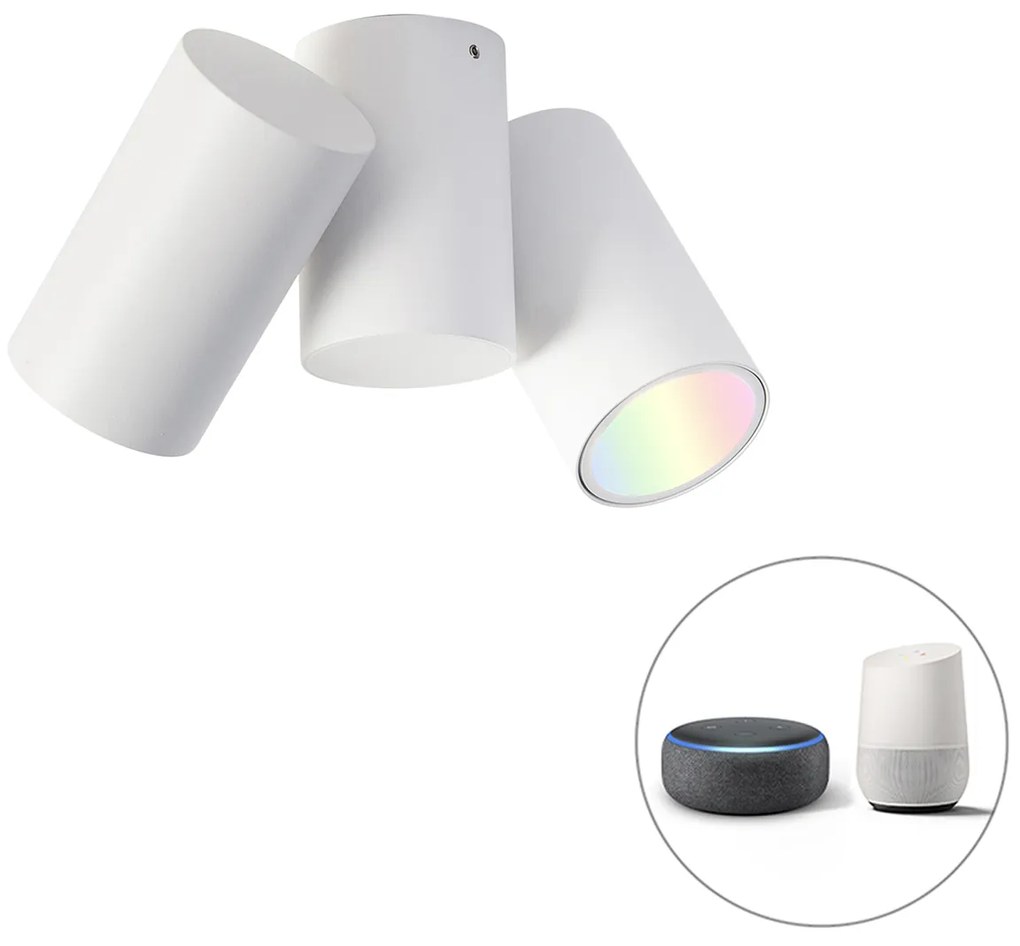 Faretto intelligente bianco orientabile con 2 GU10 WiFi - Michael