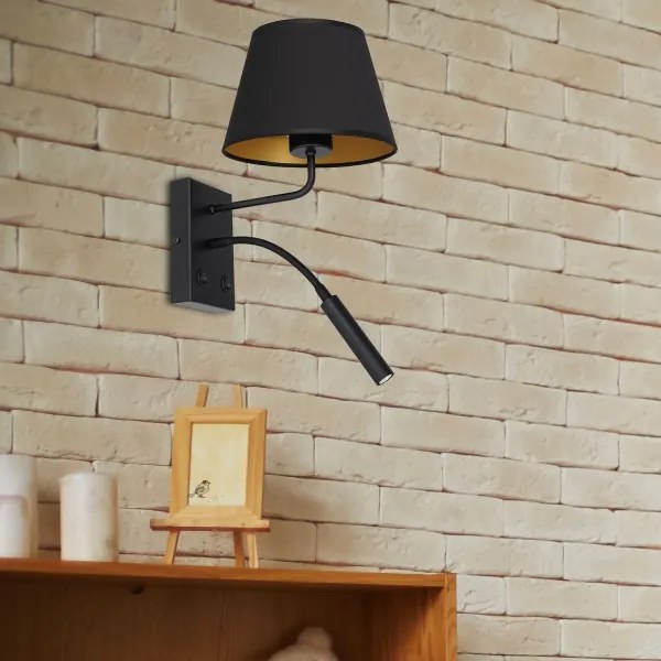 Lampada da parete ARDEN 1xE27/60W + 1xG9/8W nera/oro