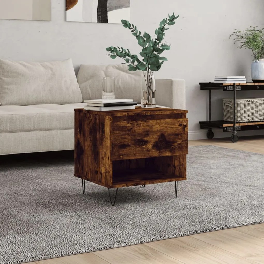 Tavolino Da Salotto Rovere Fumo 50x46x50cm İn Legno Multistrato /