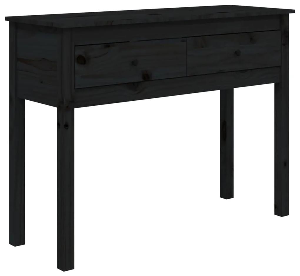 Tavolo consolle nero 100x35x75 cm in legno massello di pino