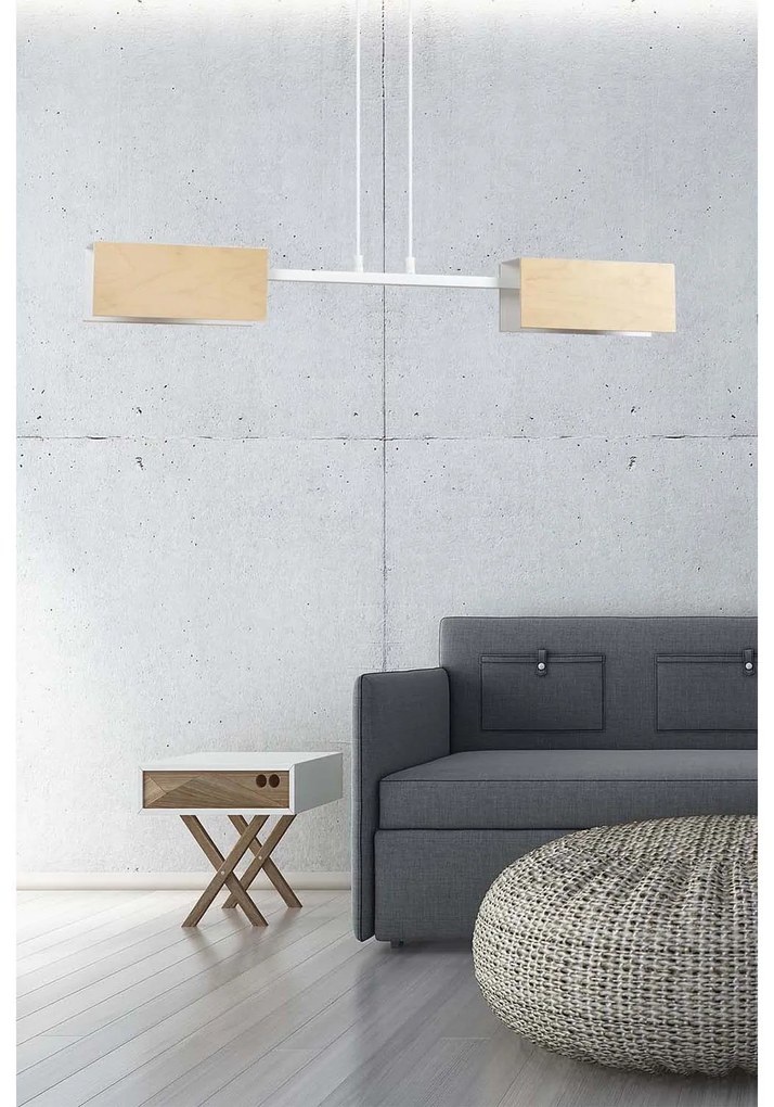 Lampadario Minimal Sarutahiko Acciaio Bianco 2 Luci E27 Ip20