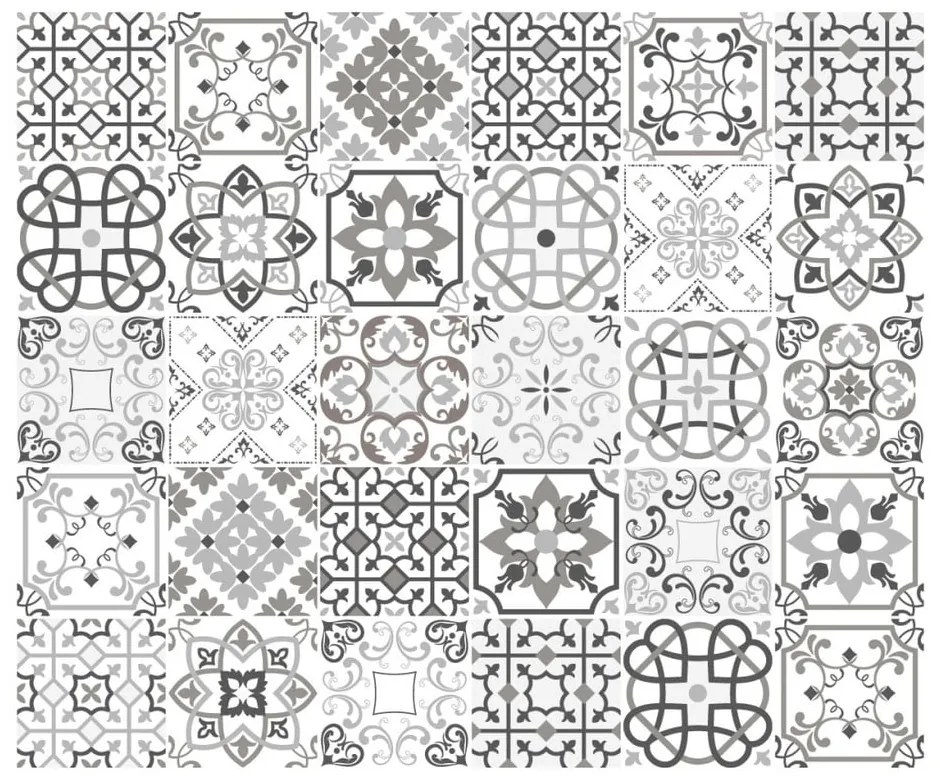 Set di 30 adesivi murali Mattonelle di cemento tonalità di grigio , 10 x 10 cm Bari - Ambiance