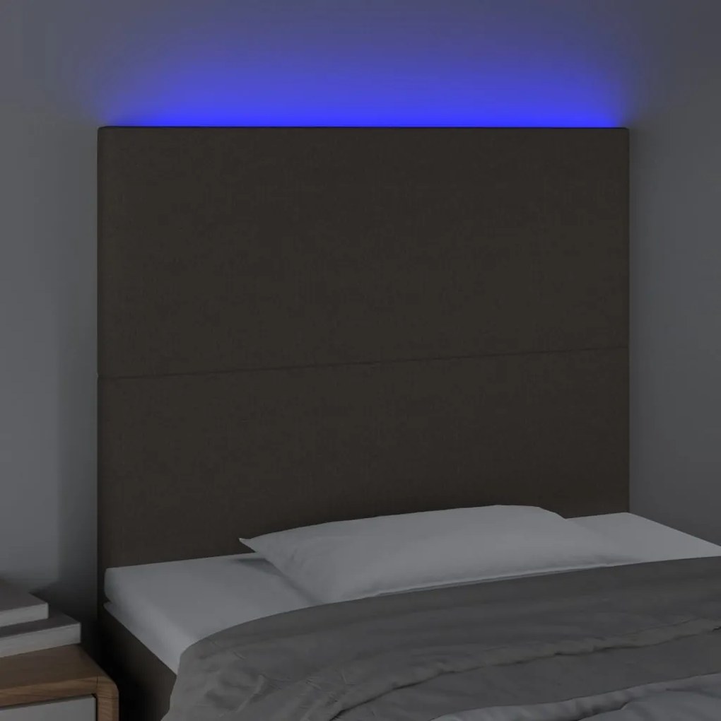 Testiera a led tortora 100x5x118/128 cm in tessuto