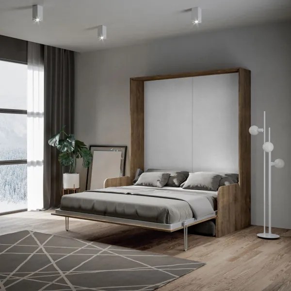 Letto matrimoniale a scomparsa 160 cm Noce KENTARO SOFŔ