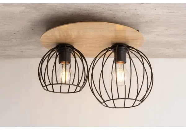 Lampadario a plafone CYBER 2xE27/60W/230V legno/nero