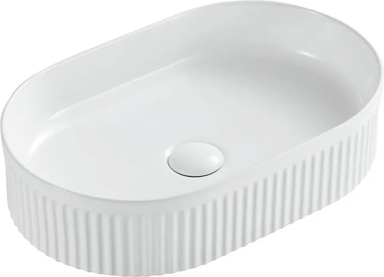 Lavabo bagno appoggio ovale 50 cm scanalato a righe | KLS-5000 - KAMALU