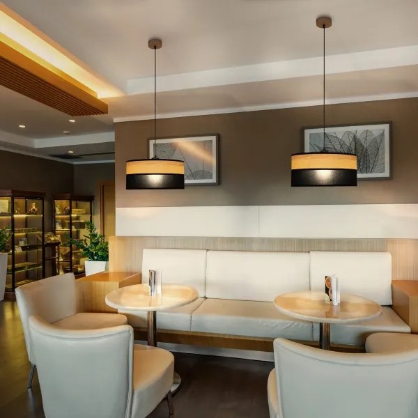 Lampadario a cavo ALBA 1xE27/15W/230V Ø 45 cm nero/marrone