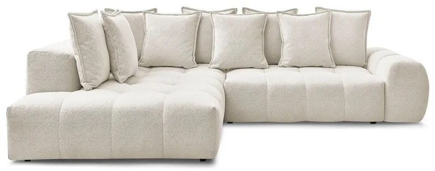 Divano angolare bianco allungabile e con contenitore (penisola a sinistra/a L) con rivestimento in ciniglia Everest – Bobochic Paris