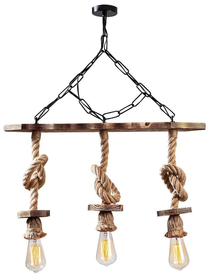 Lampadario a sospensione con catena EREBOS 3xE27/40W/230V marrone