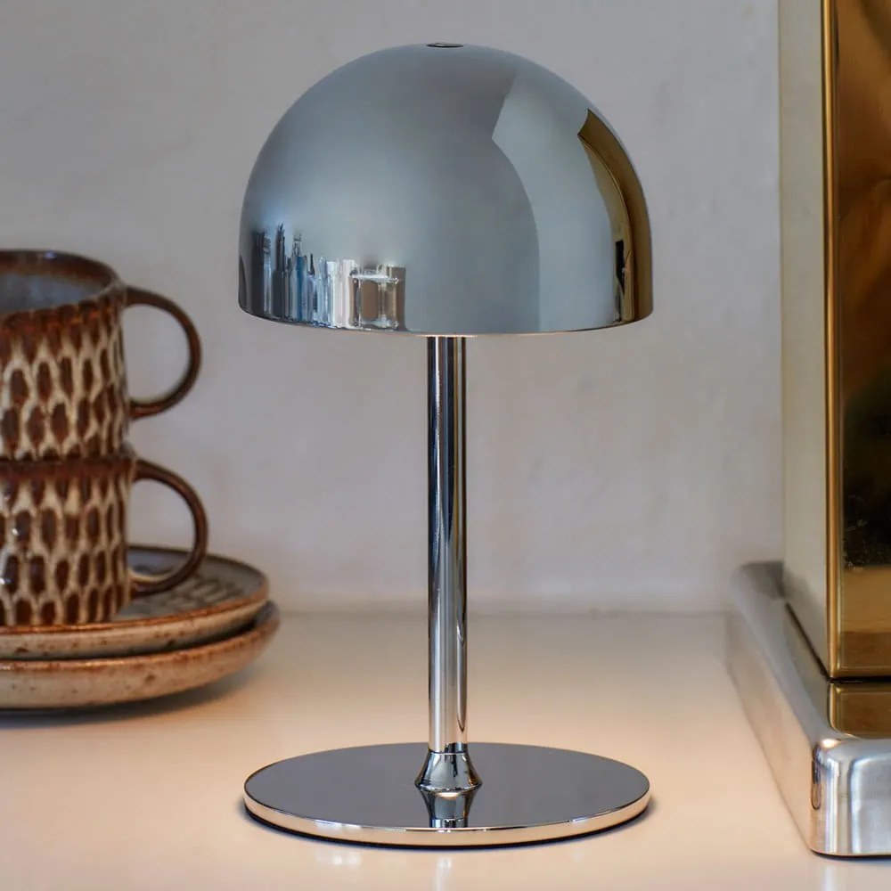 Lampada da tavolo LED argentata con paralume in metallo con telecomando (altezza totale 22 cm) Tim – Sirius