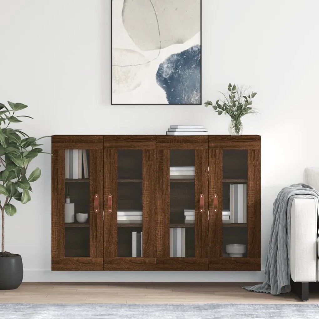 Armadietti A Parete 2 Pz Rovere Marrone İn Legno Multistrato /