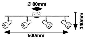 Rabalux - Faretto 4xGU10/50W/230V