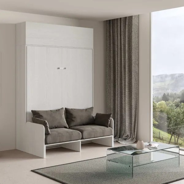 Letto matrimoniale a scomparsa 160 cm con pensile Bianco KENTARO SOFŔ