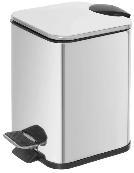 Cestino bagno cromato 3lt apertura a pedale e secchio removibile