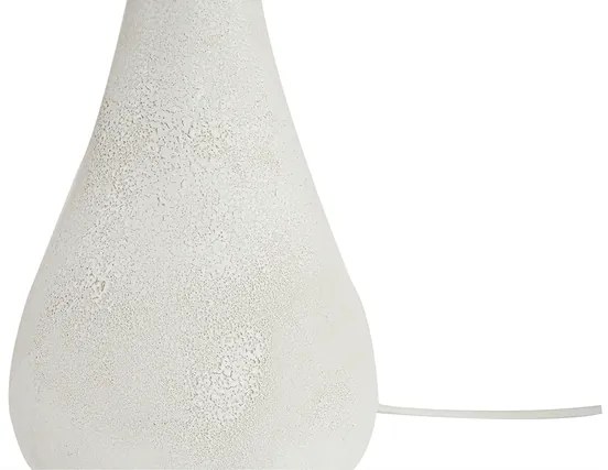 Lampada da tavolo bianca in ceramica effetto pietra e paralume in rafia H49 cm PYRUS