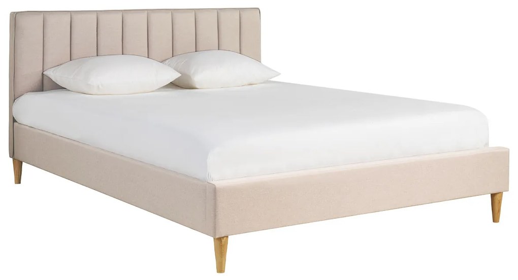 Letto matrimoniale 160x200 cm in tessuto beige DIANE