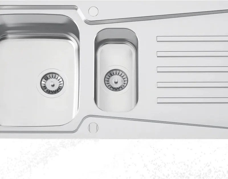 Lavello semincasso 2 vasche in inox argento RODI Evolution 100 L 99 x L 49 cm, reversibile
