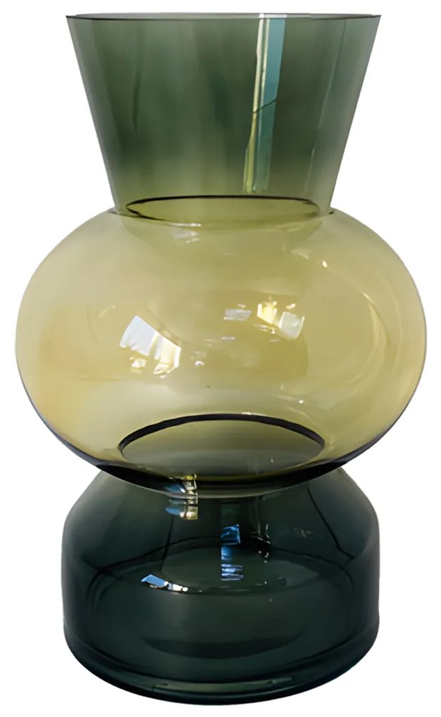 Vaso arredo vetro 25 cm verde sfera centrale