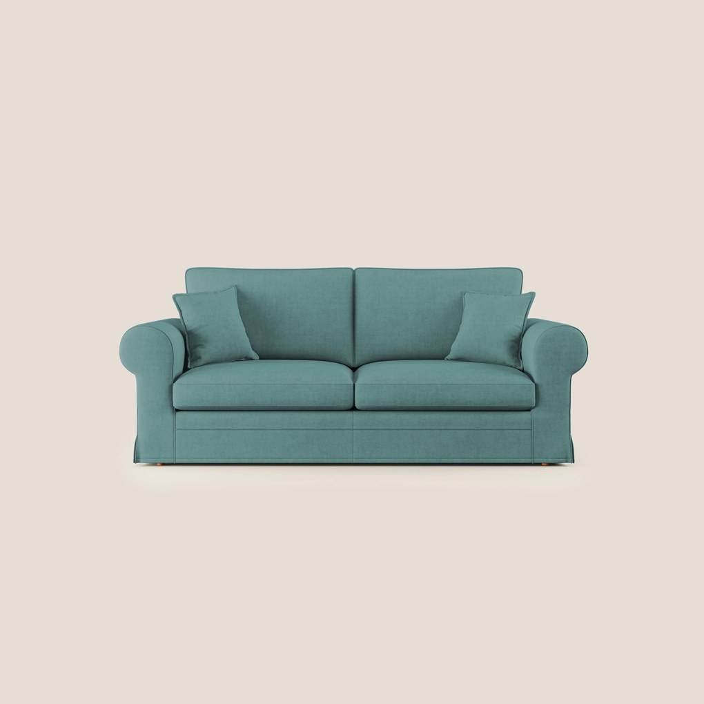 Lady divano classico in piuma d'oca realizzato con tessuto impermeabile T02 petrolio