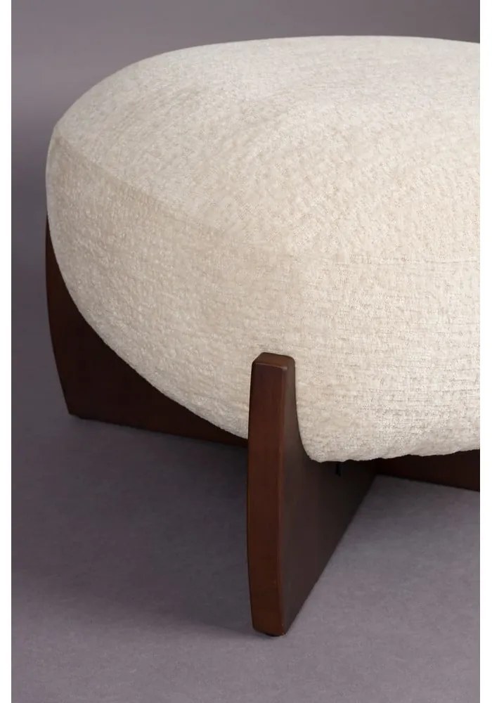 Poggiapiedi beige con rivestimento in bouclé Emilius – Dutchbone