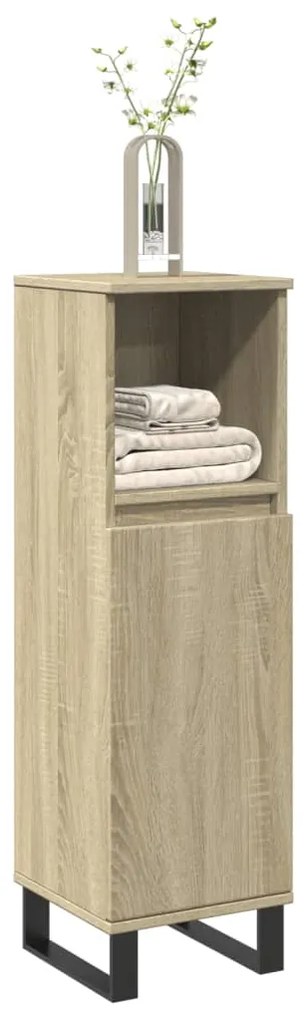 Armadietto Da Bagno Rovere Sonoma 30x30x100cm Legno Multistrato /