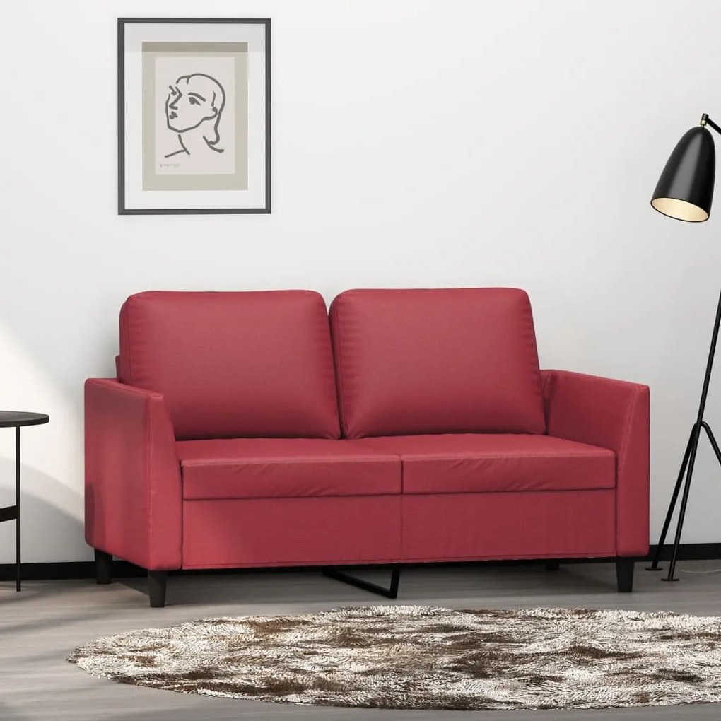 Divano A 2 Posti Rosso Vino 120 Cm İn Similpelle /